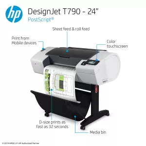 HP DesignJet T790 Large Format Wireless PostScript® Printer - 24
